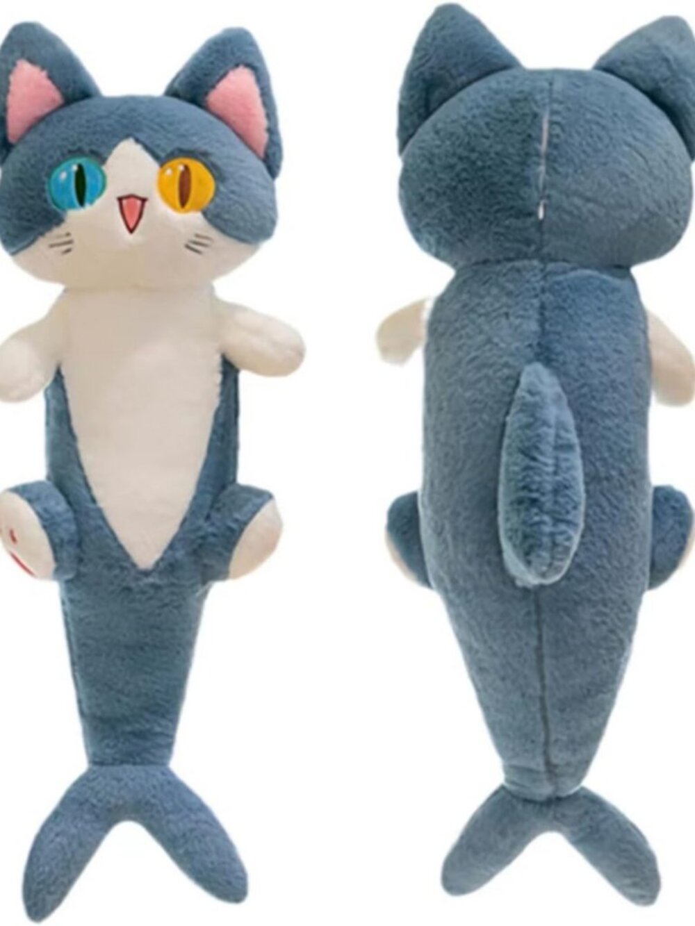 Cute Plush Shark Cat Toy - Soft Stuffed Cartoon Pillow, 51in Long, Adorable Pet